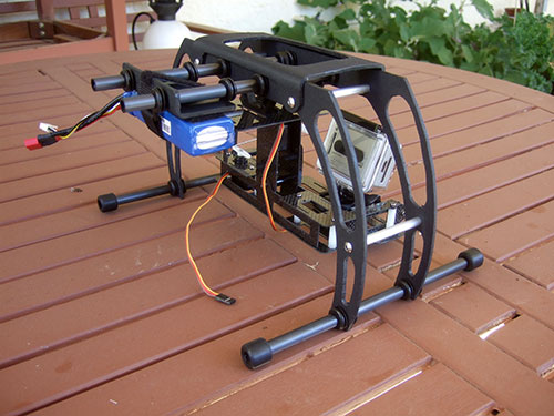 DJI F450 Flame Wheel Multirotor -  2-Axis Carbon Fiber Camera gimbal mounted on landing gear