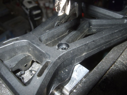 Savage 5T - I did not want the screw to stick out so I used a 1/8 end mill to enlarge the hole so the screw will sit inside the A-arm